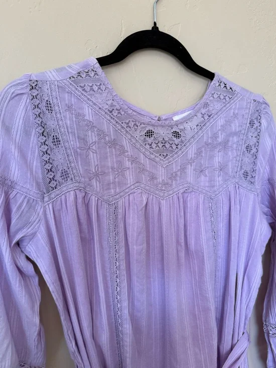 Allison New York Lavender Embroidered Lace Mini Dress Boho Cottagecore NWT Small - Picture 4 of 10